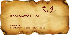 Kapronczai Gál névjegykártya